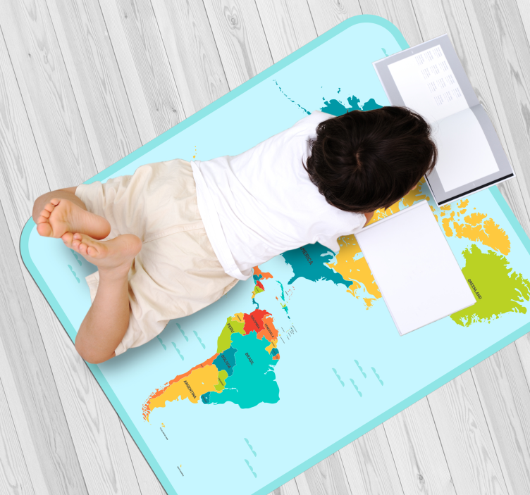 America in center world map rug - TenStickers