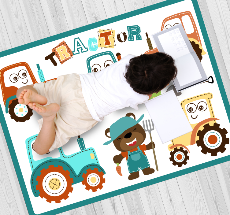 Animated Tractors kids vinyl rug - TenStickers