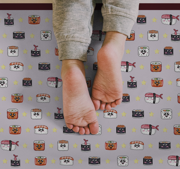 Anime Sushi Pattern kids vinyl rug - TenStickers