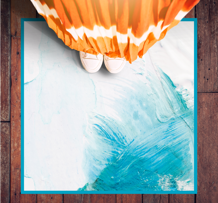 Aqua brush strokes vinyl rug - TenStickers