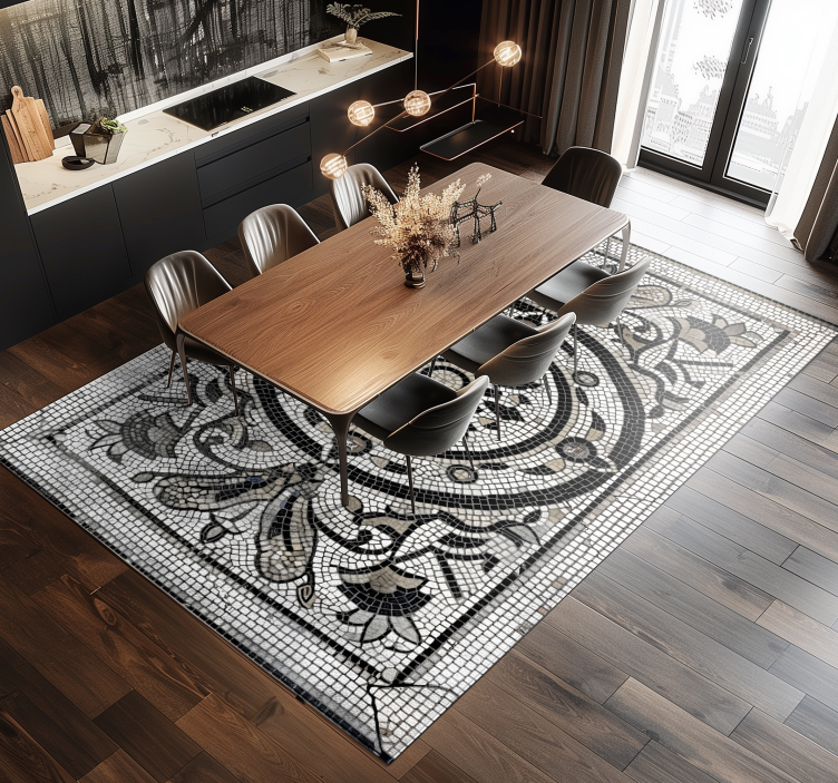 Art Nouveau design dining room rug - TenStickers