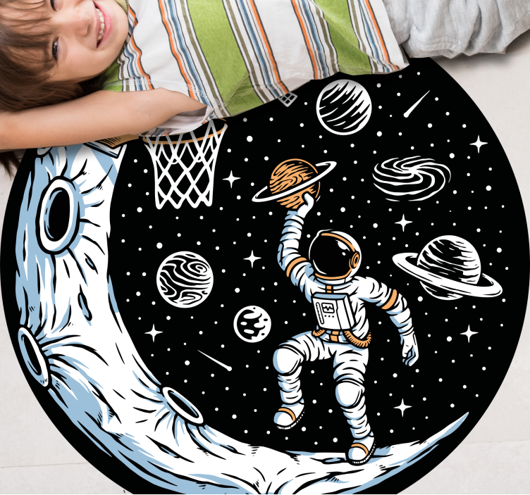 Astronaut Dunking star vinyl rug - TenStickers