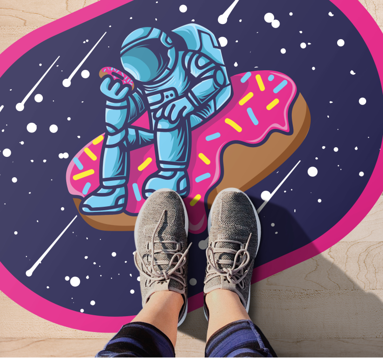 Astronaut On Donut teenager vinyl rug - TenStickers