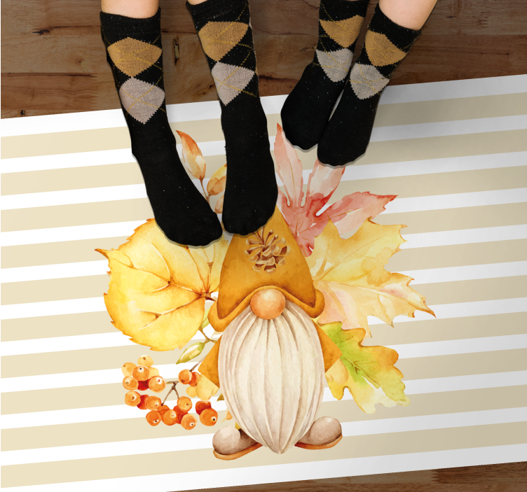 Autumn Gnome Charm stripes vinyl rug - TenStickers