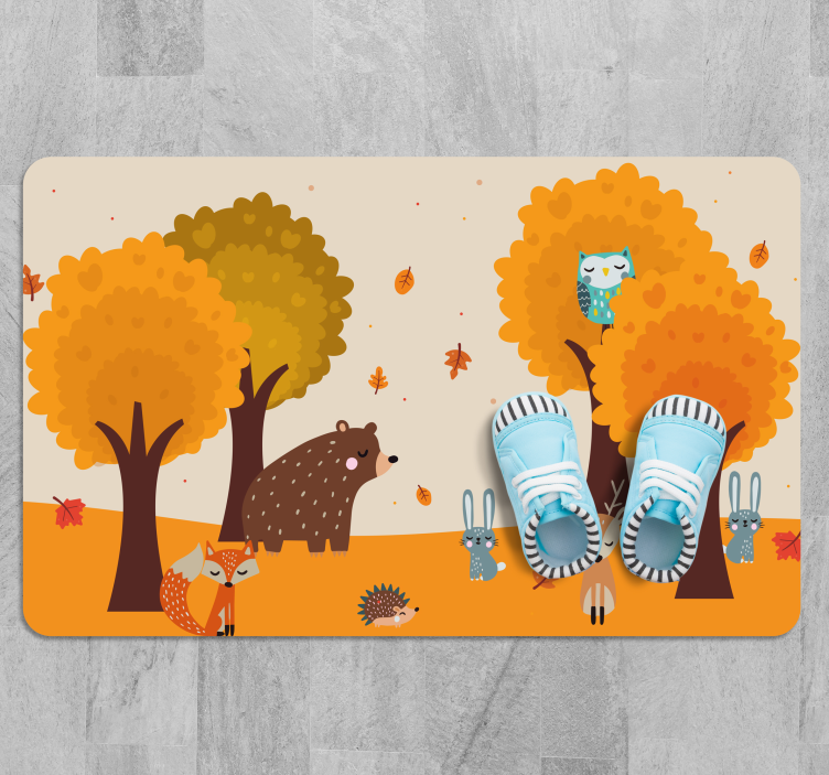 Autumnal Forest Friends kids vinyl rug - TenStickers
