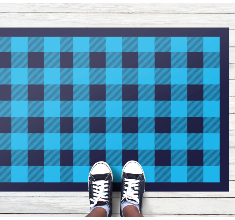 Azure Checked Motif geometric vinyl rug - TenStickers