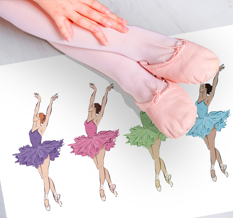 Ballet Dancers Set vinyl rug - TenStickers