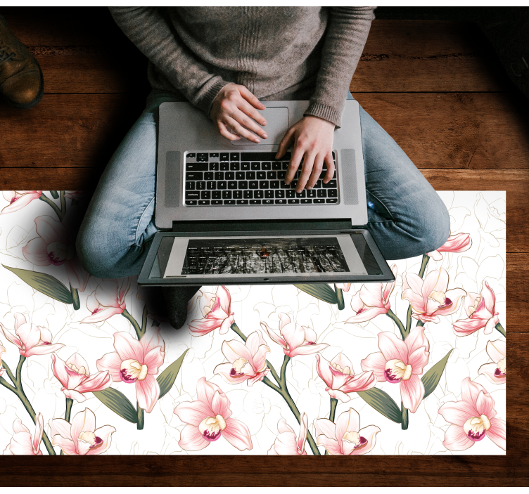 Beautiful orchids living room rug - TenStickers