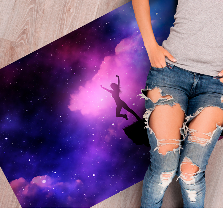 Beautiful woman in the galaxy teen vinyl rug - TenStickers