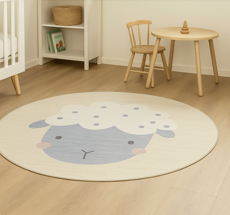 Beige baby sheep vinyl rug - TenStickers