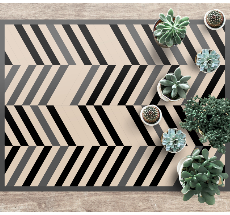 Beige background black lines nordic vinyl rug - TenStickers