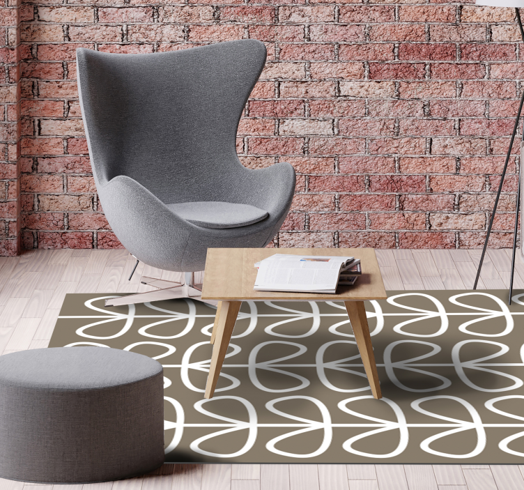 Beige leaves pattern ethnic vinyl rugs - TenStickers