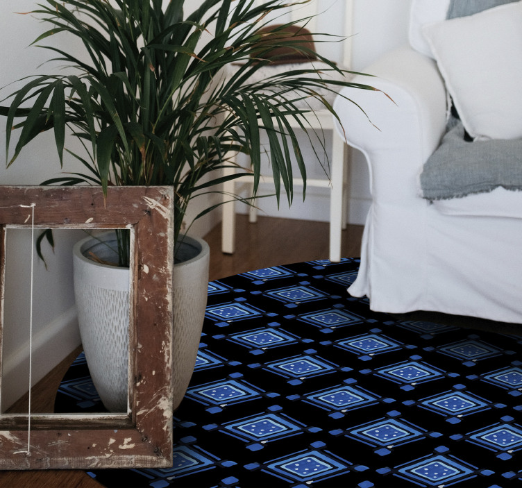 Black and Blue Nordic vinyl rug - TenStickers