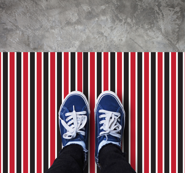 Black and red lines pattern rectangular rug - TenStickers
