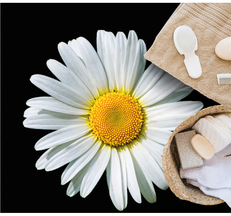 Black and white daisy flower floral rug - TenStickers