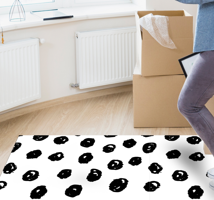 black dots pattern on white background rug - TenStickers