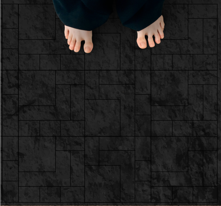 Black marble irregular squares tile carpet - TenStickers