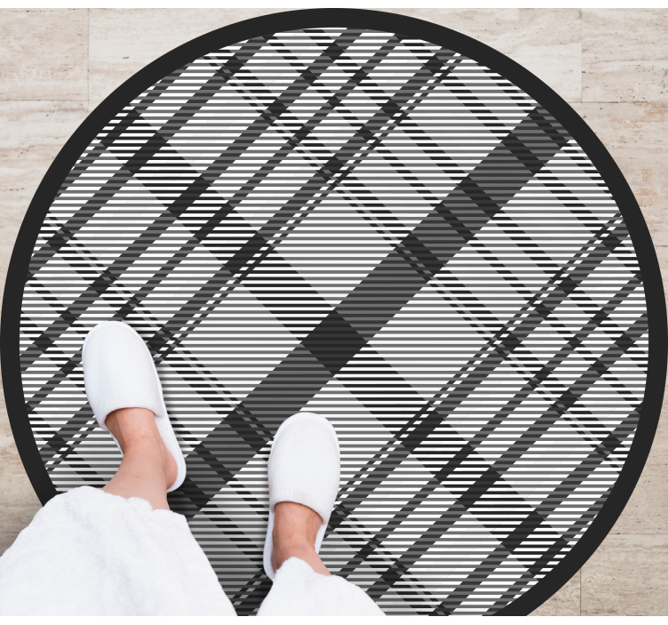 Black Plaid Pattern stripes vinyl rug - TenStickers