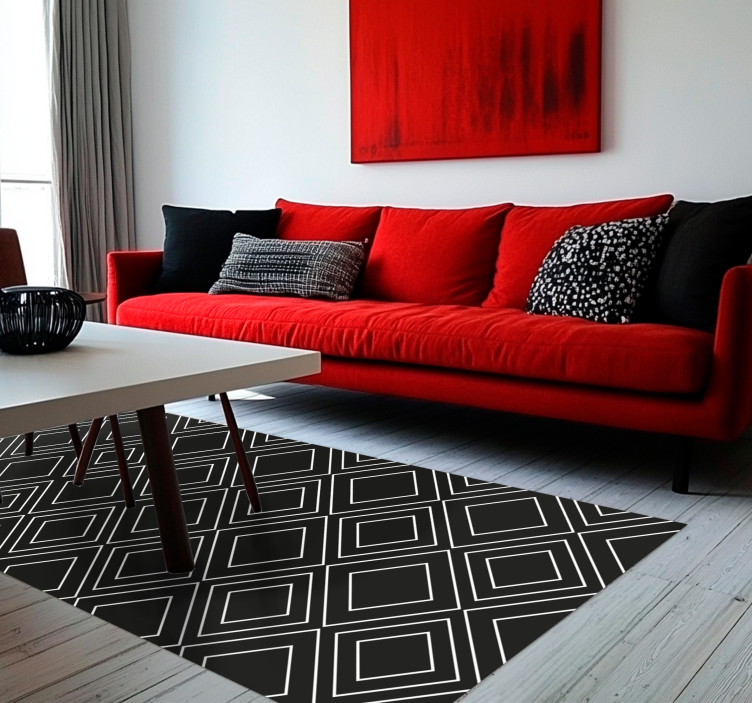 Black vinyl rug with geometric line design - TenStickers