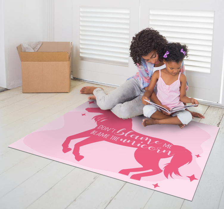 Blame the Unicorn kids vinyl rug - TenStickers