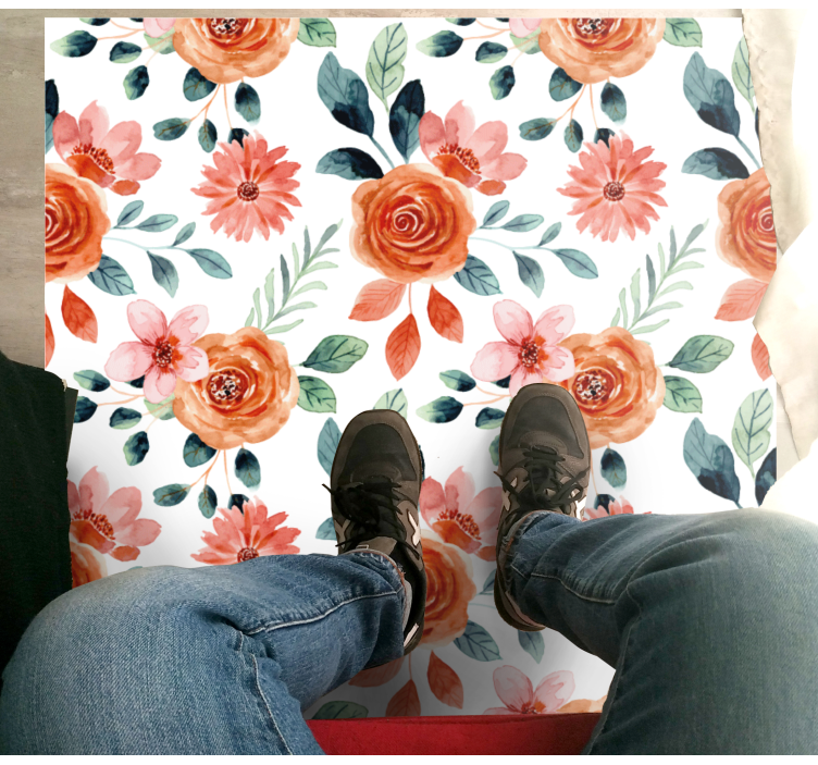 Blooming Delight flower vinyl rug - TenStickers