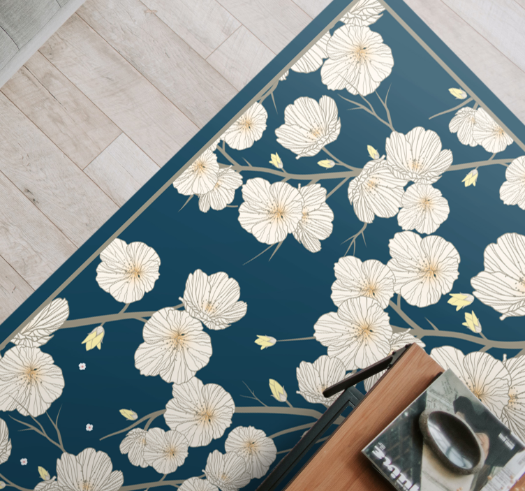 Blooming floral pattern flower vinyl rug - TenStickers