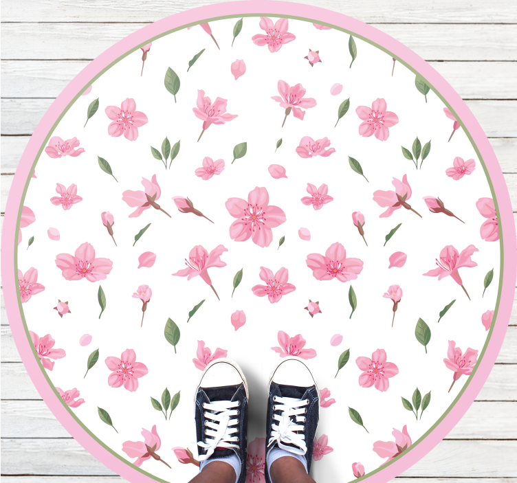 Blossoming Pink Floral flower vinyl rug - TenStickers