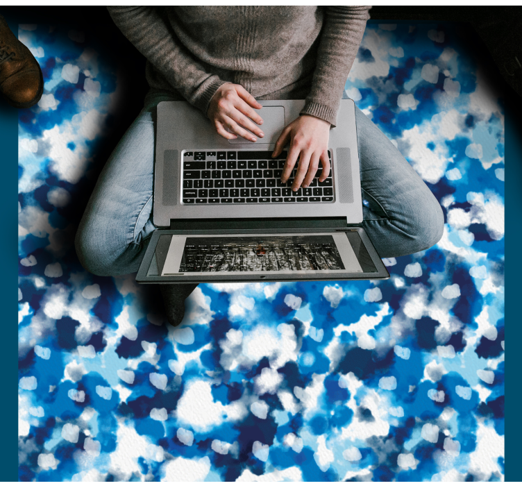 Blue cloud pattern vinyl rug - TenStickers