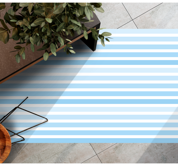 Blue horizontal pattern stripes vinyl rug - TenStickers