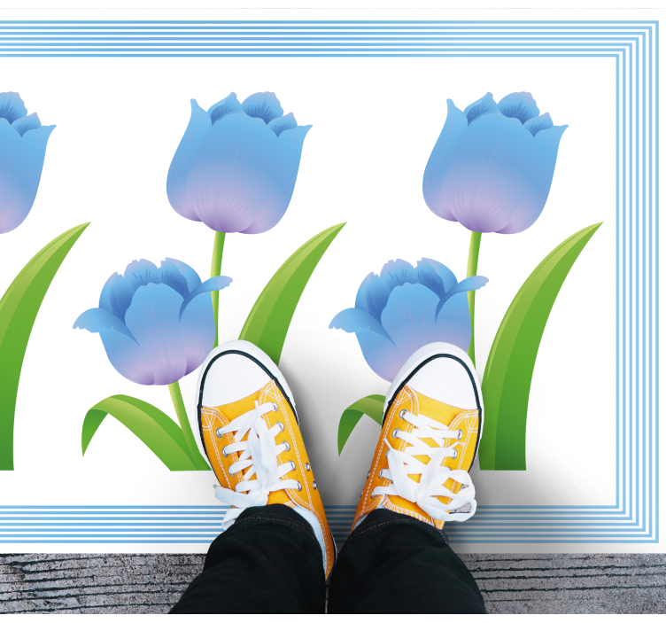 Blue Tulip Display flower vinyl rug - TenStickers