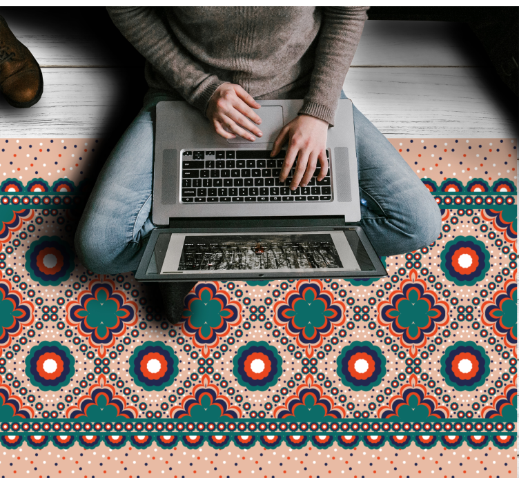 Bold Floral Motif ethnic vinyl rug - TenStickers