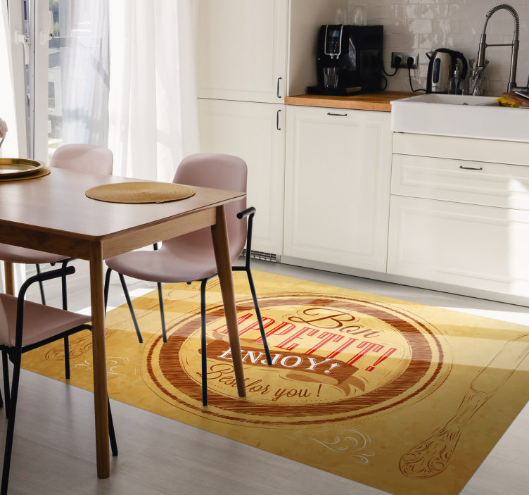 Bon Appetit and dishes  kitchen floor tiles - TenStickers