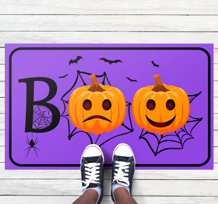 Boo with cobwebs halloween rugs - TenStickers