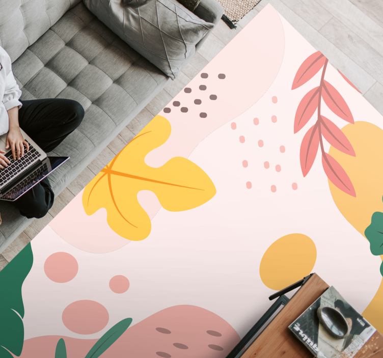 Botanical Abstract flower vinyl rug - TenStickers