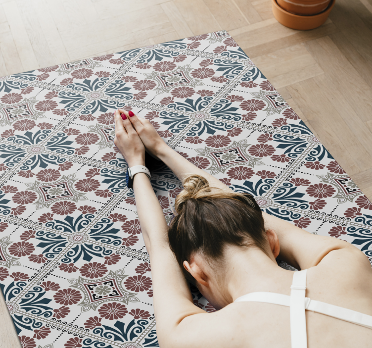 Botanical arrangement tile vinyl rug - TenStickers