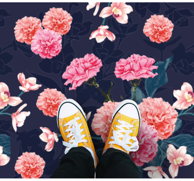 Botanical dream motif flower vinyl rug - TenStickers