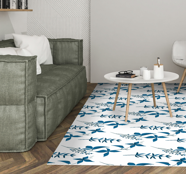 Botanic Motif flower vinyl rug - TenStickers