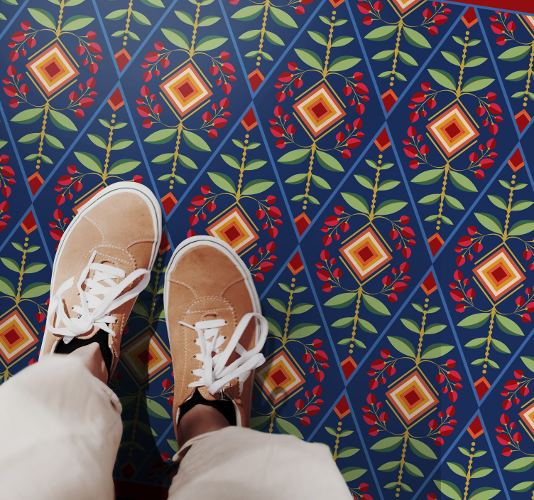 Botanical geometric motif geometric vinyl rug - TenStickers