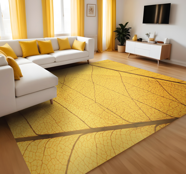 Botanical leaf design yellow vinyl rug - TenStickers