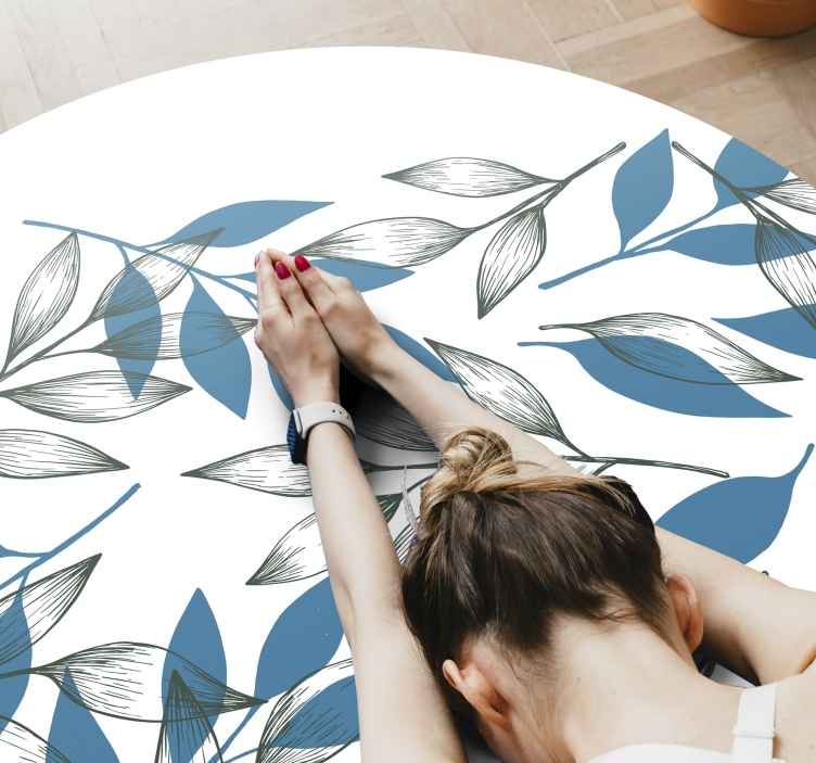 Botanical Leaf Imprint flower vinyl rug - TenStickers