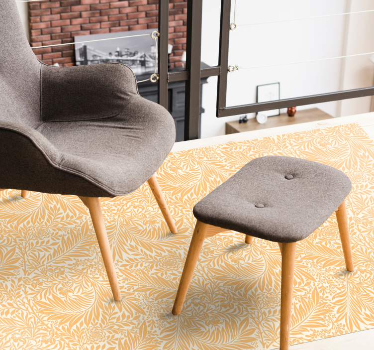 Botanical Leafy Pattern flower vinyl rug - TenStickers