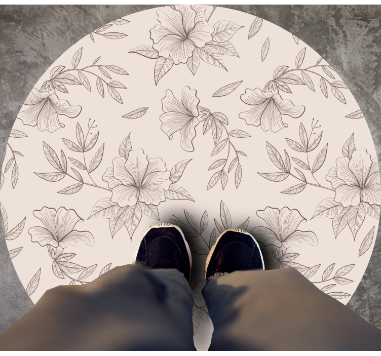 Botanical Outline Concept flower vinyl rug - TenStickers