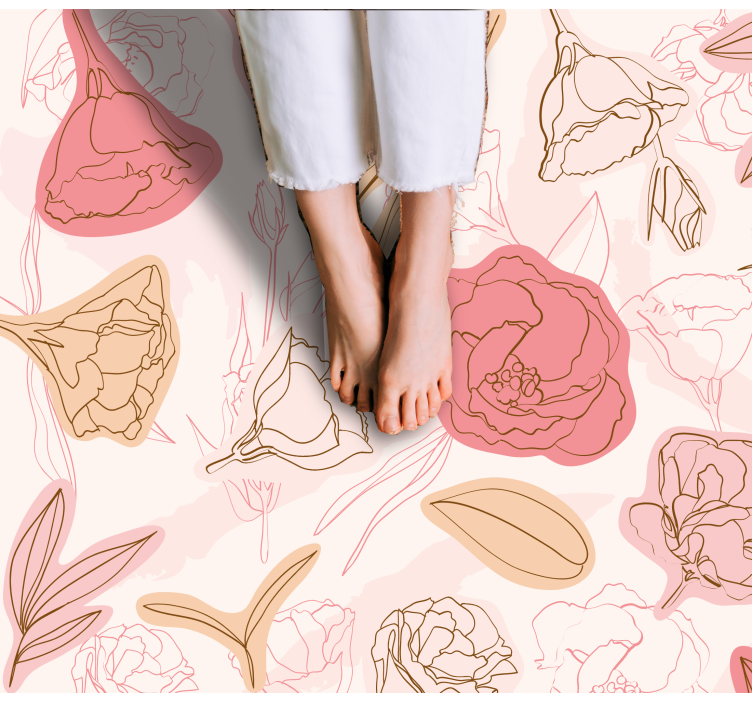 Botanical Outline Style flower vinyl rug - TenStickers