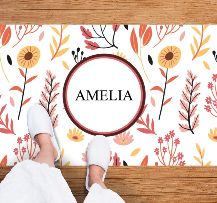 nature style name custom vinyl rug - TenStickers