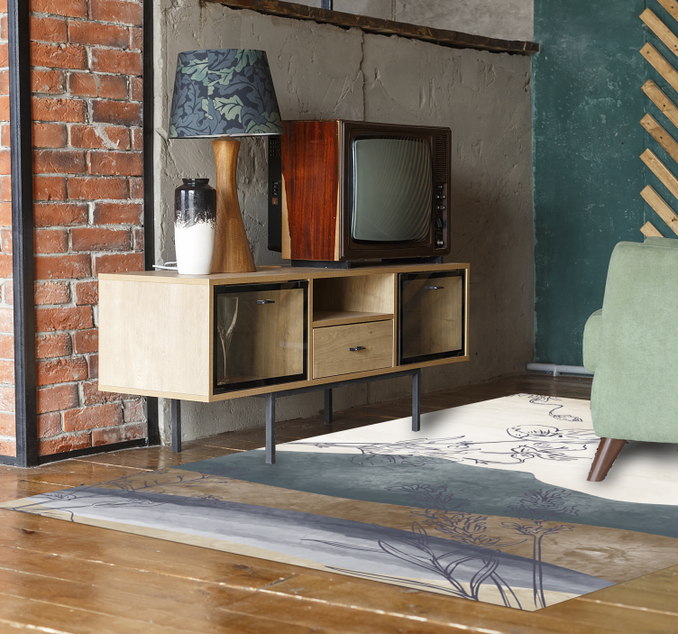 Botanical Silhouette flower vinyl rug - TenStickers