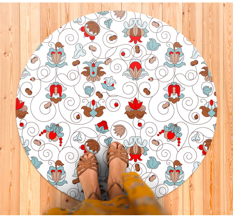 Circular Botanical Spiral Accent flower vinyl rug - TenStickers