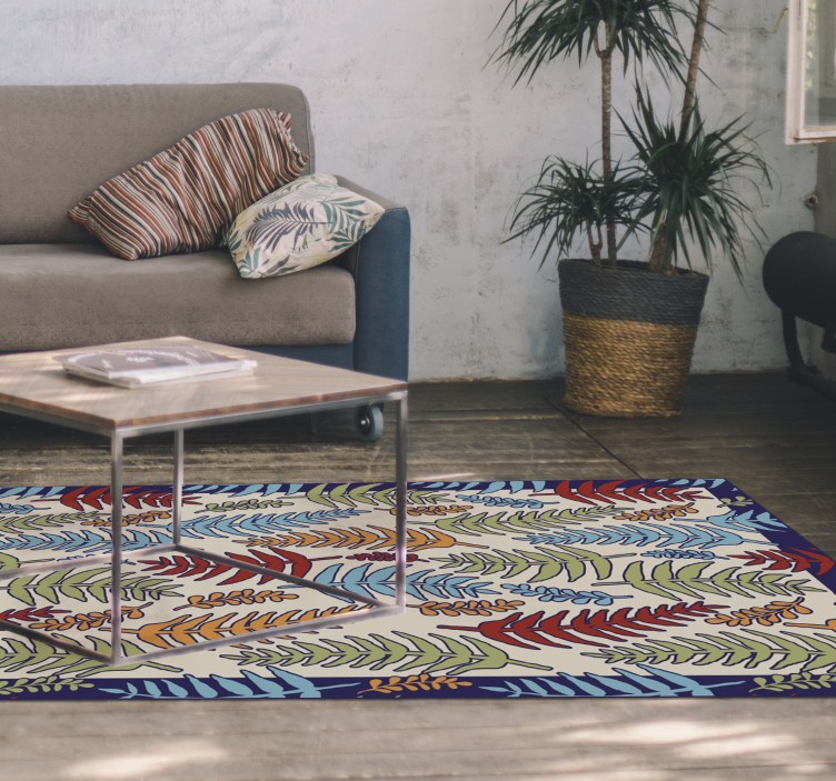 Botanical Stripes flower vinyl rug - TenStickers