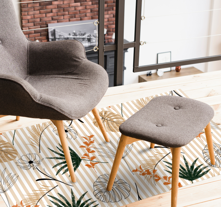 Botanical Theme flower vinyl rug - TenStickers