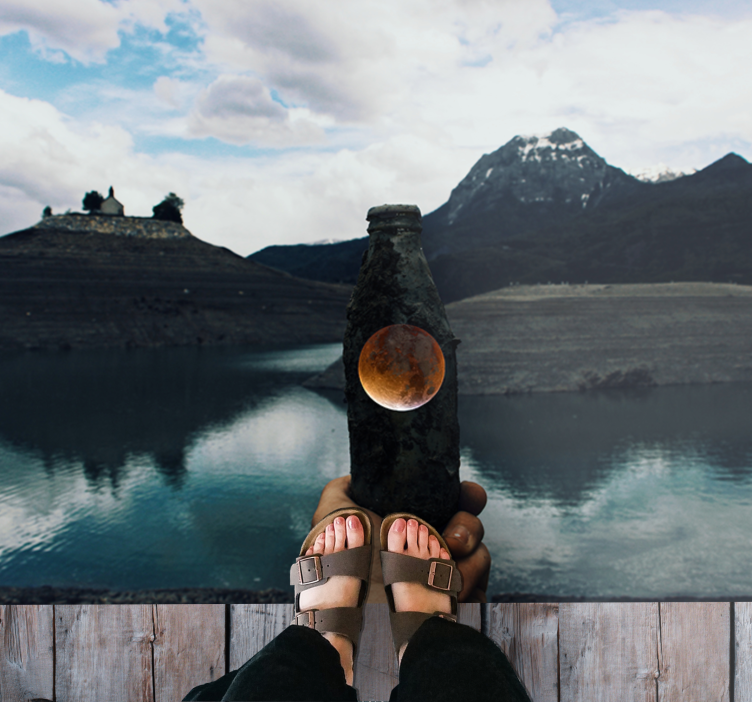 Bottle Moon View nature vinyl rug - TenStickers