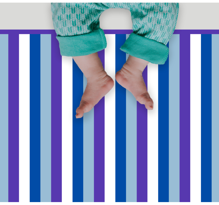 Bright blue pattern stripes vinyl rug - TenStickers